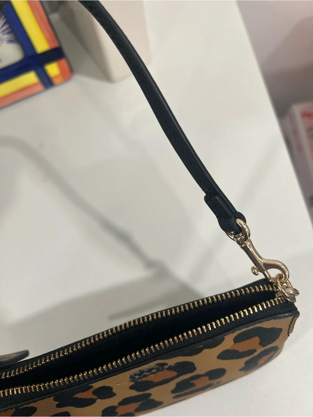 Coach Leopard Print Wristlet in Tan, Black & Brown
